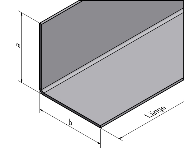 2,5m Aluminiumwinkel L-Profil UNgleichschenklig L=2500mm blank AUSSEN foliert